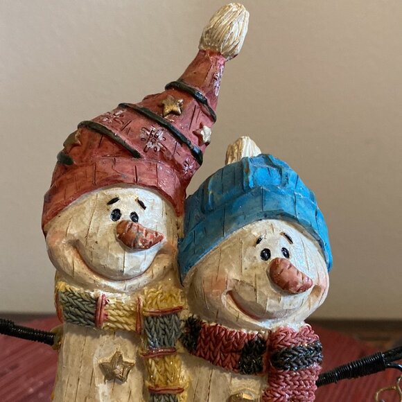 Lovable Snow Couple Holding a Birdhouse & Bird - Picture 5 of 11